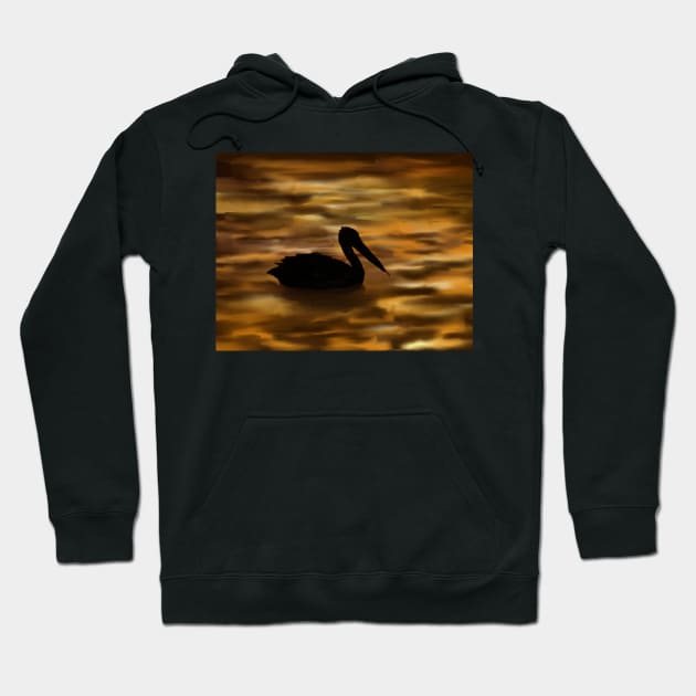 Pelican silhouetted at sunset Hoodie by laceylschmidt